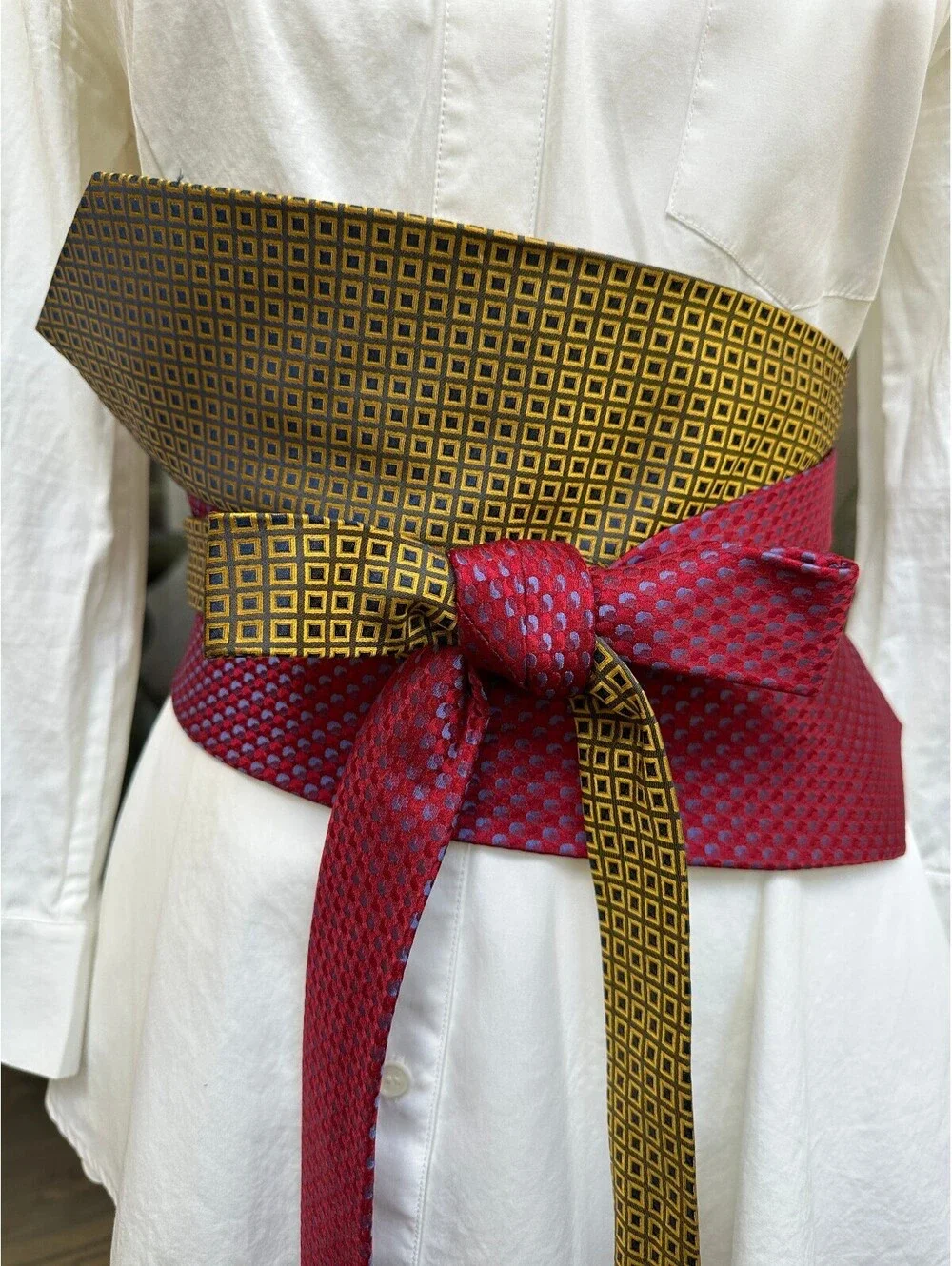 Upcycled Silk Necktie Obi Belt | Handmade Corset Style Belt | One-of-a-Kind | OS